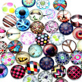 2015 high quality mixed cartoon pictures flat clear back round pattern glass cabochon